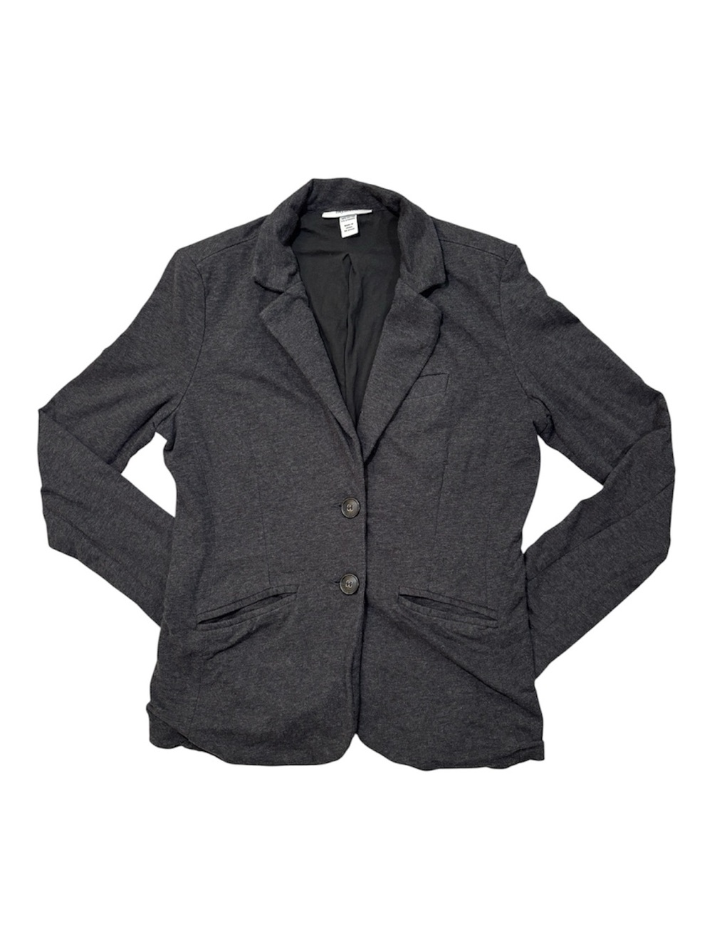 Style & Co. Charcoal Two-Button Knit Blazer